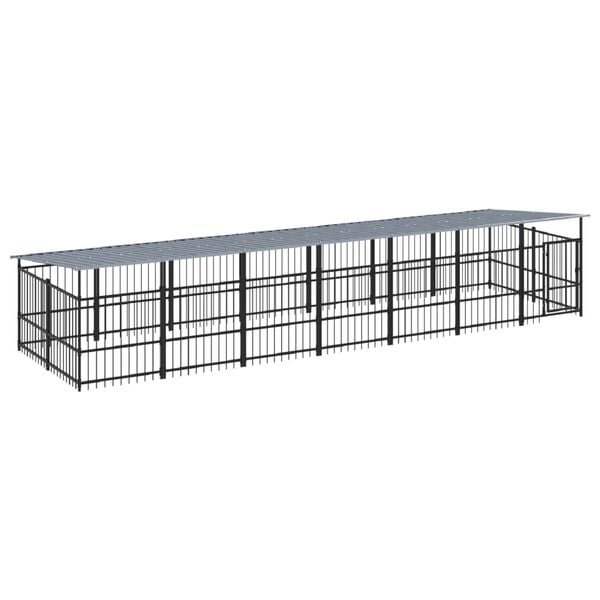 vidaXL Outdoor Dog Kennel with Roof Steel 13.14 m&sup2;