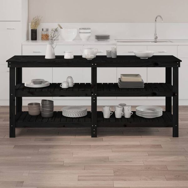 vidaXL Work Bench Black 181x50x80 cm Solid Wood Pine