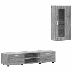 vidaXL TV Cabinet Set with Drawer FLORIN Grey Sonoma Engineered Wood