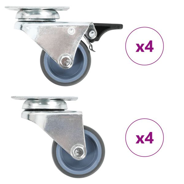 vidaXL 8 pcs Twin-wheel Swivel Casters 50 mm