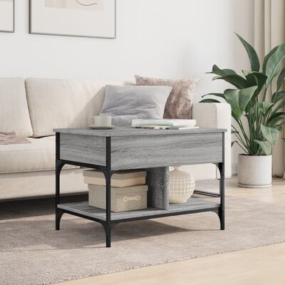 vidaXL Coffee Table Grey Sonoma 70x50x50 cm Engineered Wood and Metal