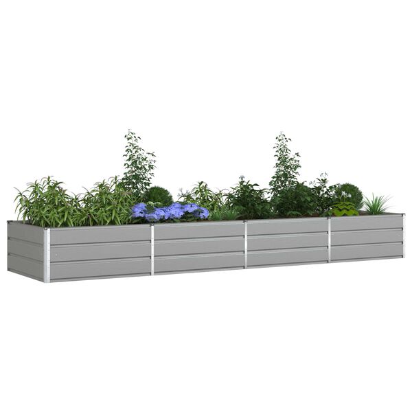 vidaXL Planter Light Grey 385 x 100 x 45 cm Galvanised Steel