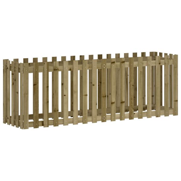 vidaXL Garden Raised Bed with Fence Design 200x50x70 cm Impregnated Wood Pine