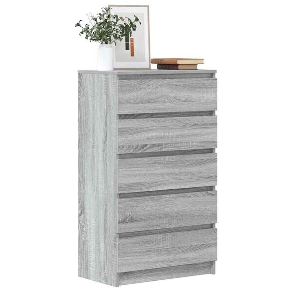 vidaXL Drawer Cabinet Grey Sonoma 60x36x103 cm Engineered Wood