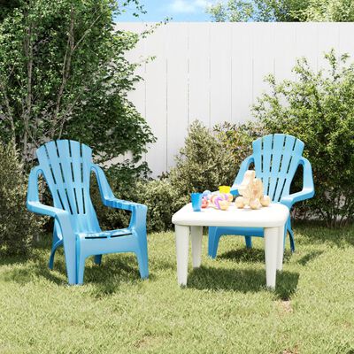 vidaXL Garden Chairs 2 pcs for Children Blue 37x34x44 cm PP Wooden Look