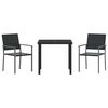vidaXL Garden Dining Set 3 pcs Black PE Rattan