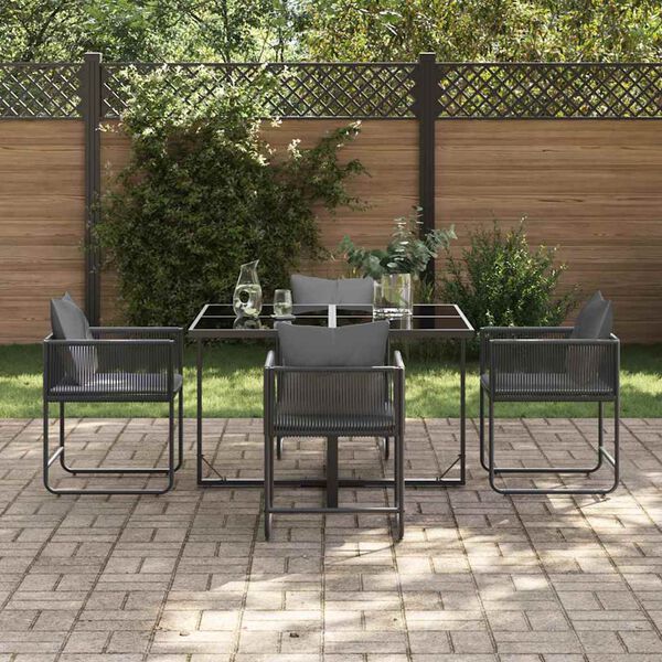vidaXL Garden Dining Set 5 pcs Black Steel