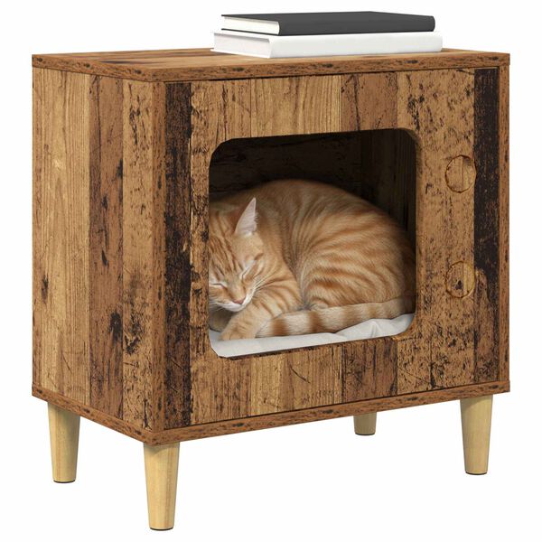 vidaXL Cat House Old Wood 51 x 30 x 52 cm Engineered Wood
