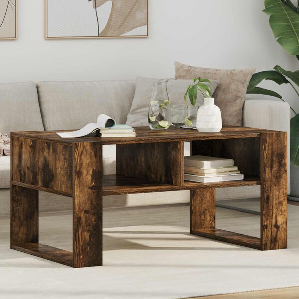 vidaXL Coffee Table Smoked Oak 92 x 53 x 45 cm Engineered Wood