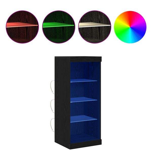 vidaXL LED Sideboard Black Oak 41 x 37 x 100 cm Engineered Wood