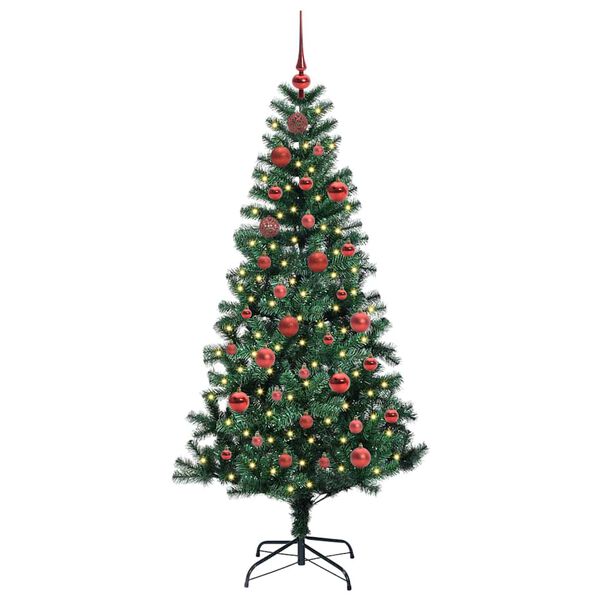 vidaXL Artificial Pre-lit Christmas Tree Green 150 cm PVC and Metal