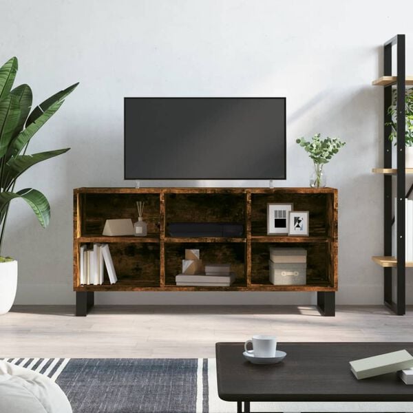 vidaXL TV Cabinet Smoked Oak 103.5x30x50 cm Engineered Wood