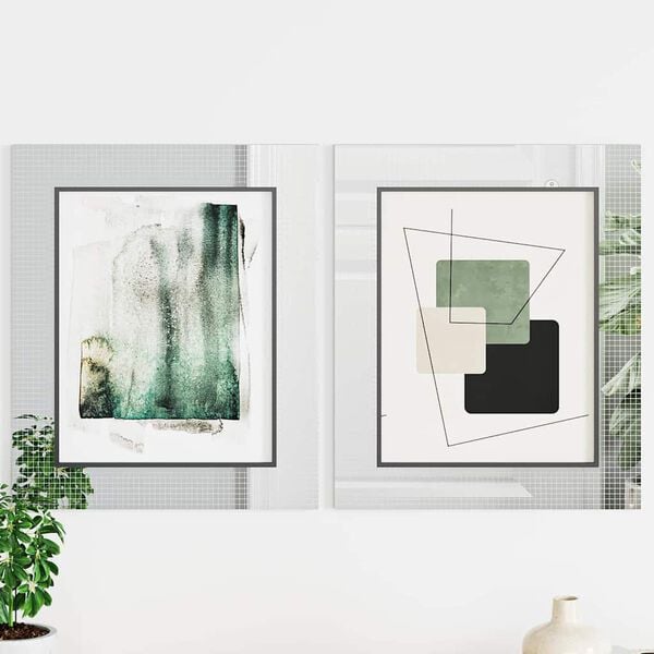 vidaXL Mirror Mosaic Tile Geometric 3 pcs Silver 100 x 4 cm Glass