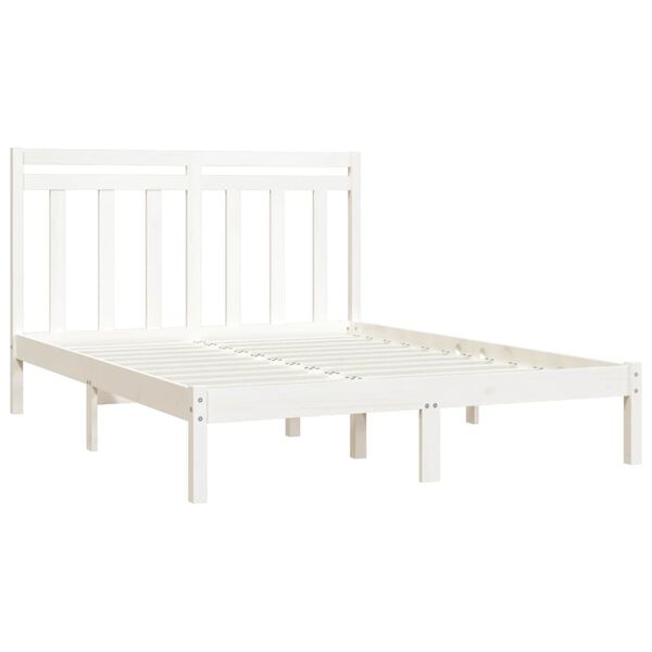 vidaXL Bed Frame without Mattress White 135x190 cm Double Solid Wood