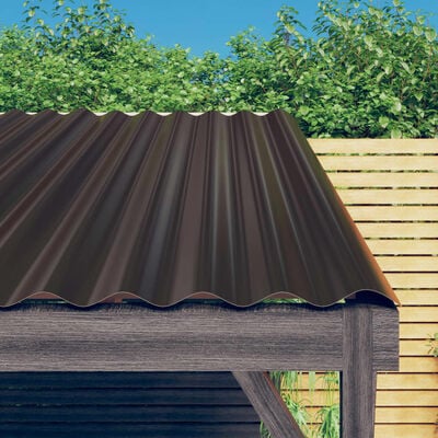vidaXL Roof Panels 36 pcs Powder-coated Steel Brown 80x36 cm