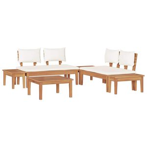 vidaXL Garden Bench Set with Cushion 3 pcs Brown and Cream