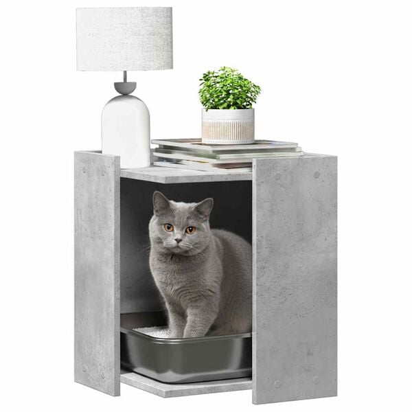 vidaXL Cat Litter Box Enclosure Concrete Grey 42x42x51 cm Engineered Wood