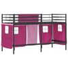 vidaXL Kids'Loft Bed Frame with Curtains Black and Pink 99.5 x 190 cm