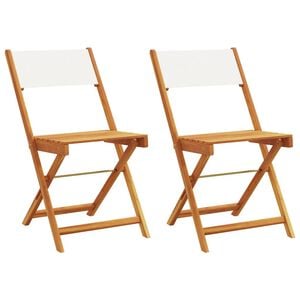 vidaXL Folding Chairs 2 pcs Cream White Solid Wood Acacia and Fabric