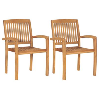 vidaXL Stacking Garden Dining Chairs 2 pcs Solid Teak Wood