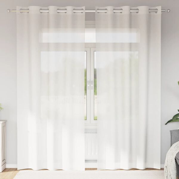vidaXL Voile Curtains with Grommets 2 pcs White