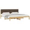vidaXL Bed Frame with Upholstered Headboard Whitewash and Taupe
