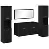 vidaXL Bathroom Furniture Set 4 pcs Black Oak Engineered Wood