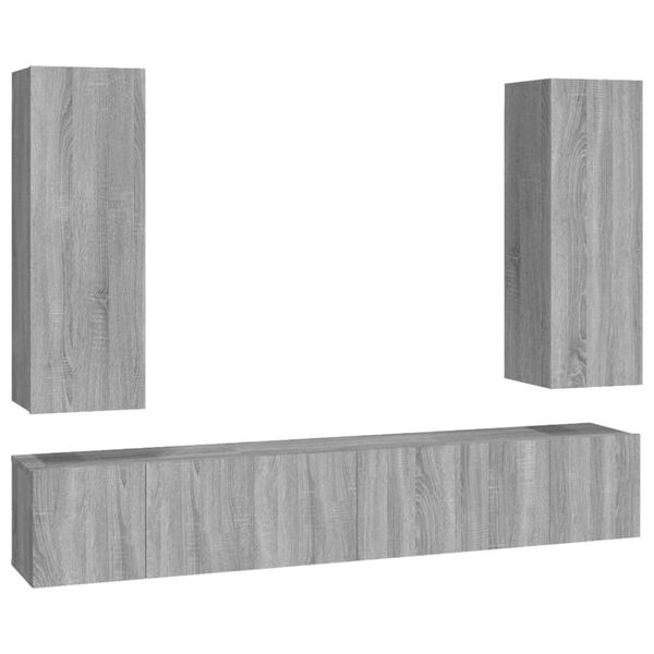 vidaXL 5 Piece TV Cabinet Set Grey Sonoma Engineered Wood