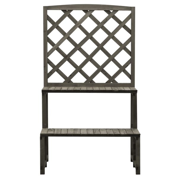 vidaXL Trellis Planter with Shelves Grey 70x42x120 cm Solid Firwood