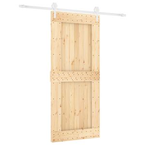 vidaXL Sliding Door Natural and White 90 x 210 cm Solid Pine Wood