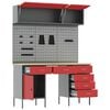 vidaXL Work Cabinet with Drawer 8 pcs Red Engineered Wood and Steel