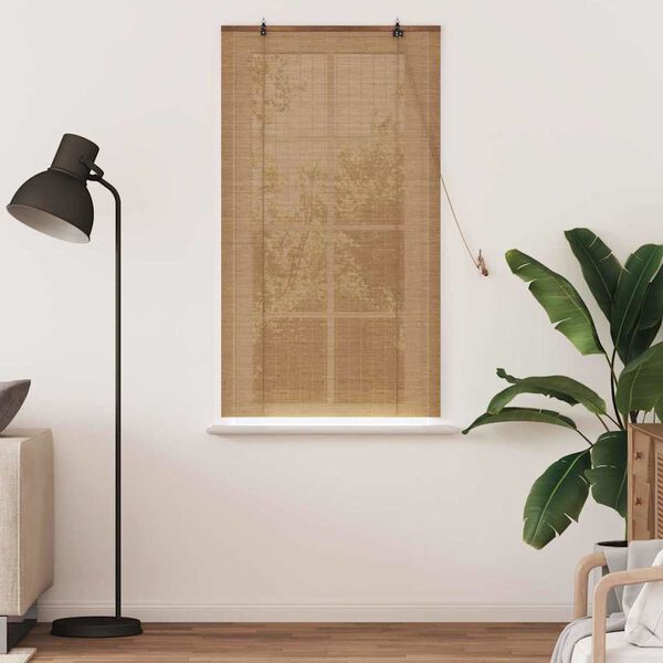 vidaXL Roller Blind with Curtains Manual Brown 90 x 160 cm Bamboo