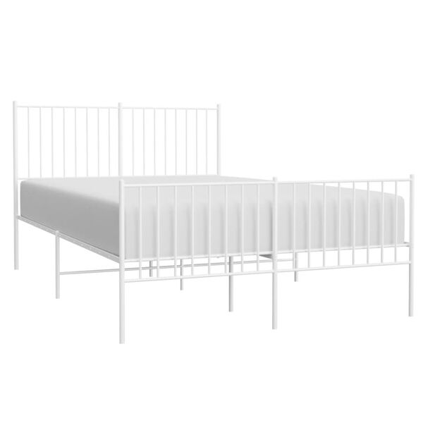 vidaXL Metal Bed Frame without Mattress with Footboard White 140x200cm