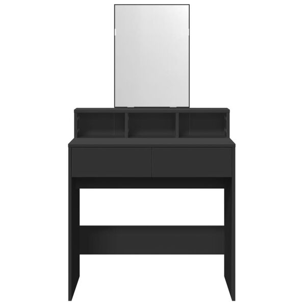 vidaXL Dressing Table with Mirror Black 80x41x144.5 cm