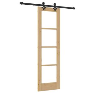 vidaXL Sliding Door Natural 61 x 198.5 cm Solid Pine Wood and Glass