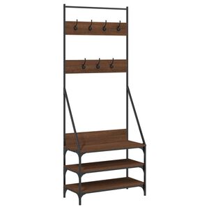 vidaXL Clothes Rack with Shoe Storage Brown Oak 72x34x184 cm
