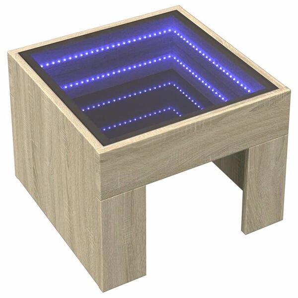 vidaXL Bedside Table with Infinity LED Sonoma Oak 40x40x30 cm