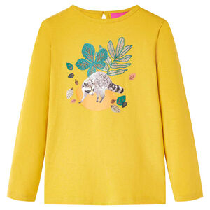 vidaXL Kids' T-shirt with Long Sleeves Ochre 116