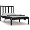 vidaXL Bed Frame without Mattress Black 75x190 cm Small Single Solid Wood Pine
