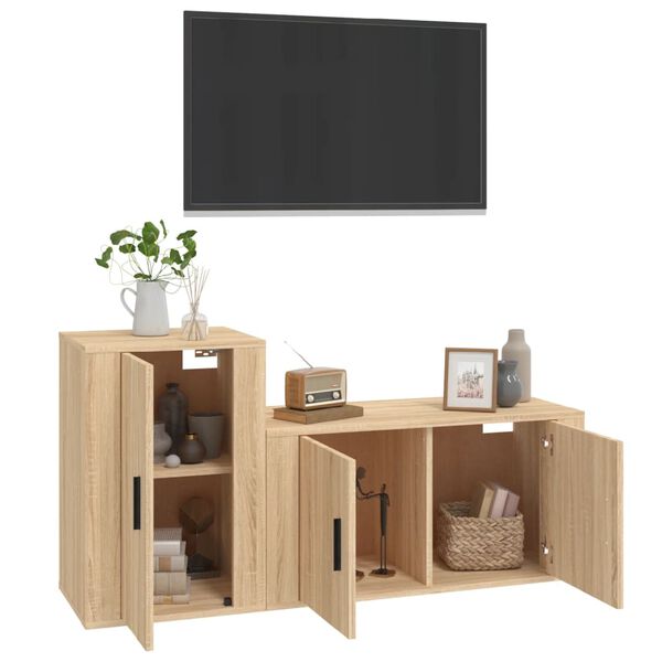 vidaXL 2 Piece TV Cabinet Set Sonoma Oak Engineered Wood