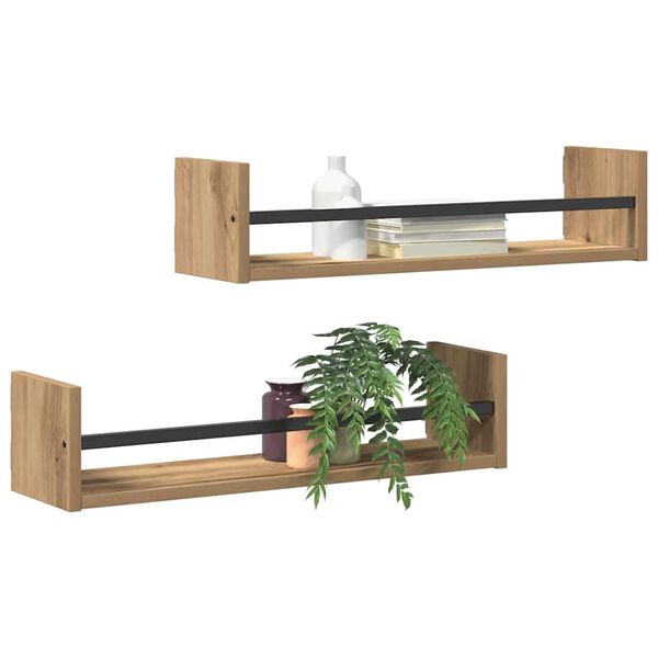 vidaXL Wall Shelf 2 pcs Artisan oak 60 x 16 x 14 cm Engineered Wood