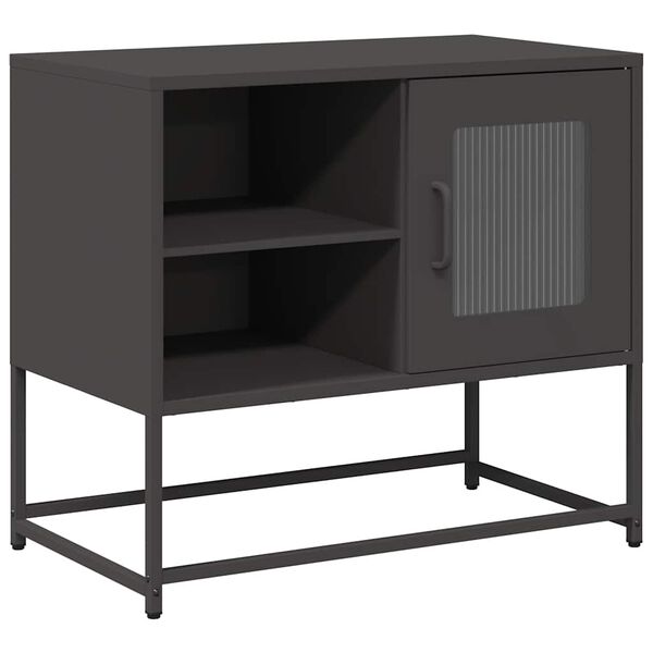vidaXL TV Cabinet Black 68x39x60.5 cm Steel