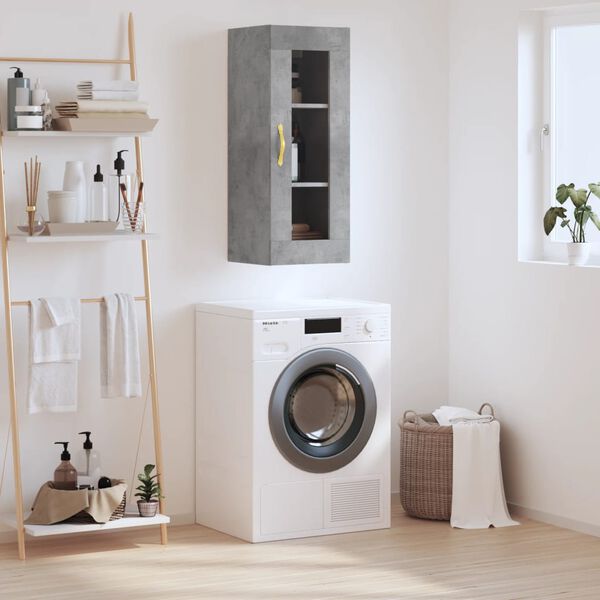 vidaXL Wall Mounted Cabinet Concrete Grey 34.5x34x90 cm