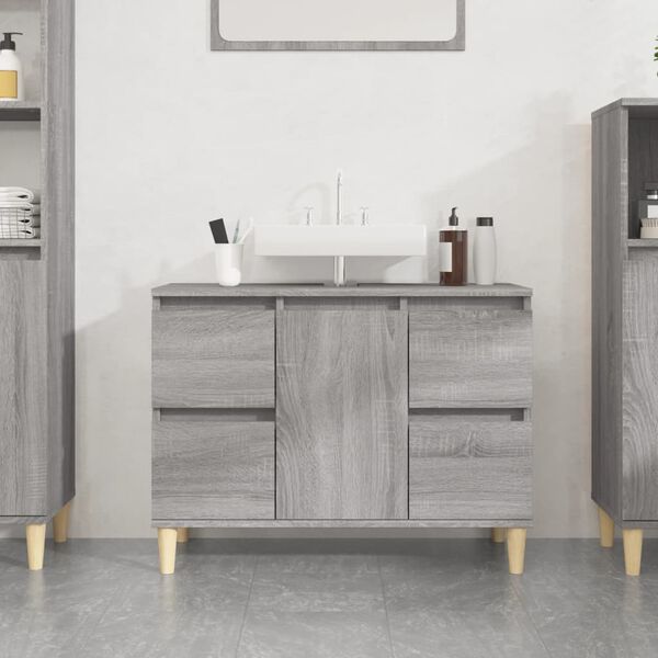 vidaXL Sink Cabinet Grey Sonoma 80x33x60 cm Engineered Wood