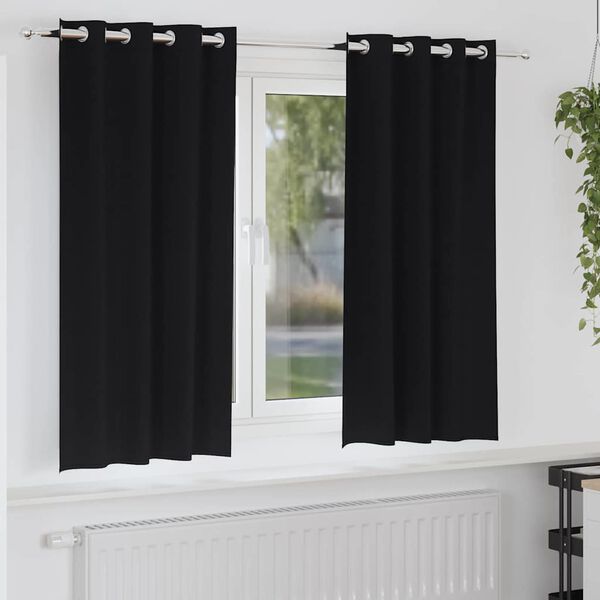 vidaXL Blackout Curtains with Rings 2 pcs Black 175 x 140 cm Polyester