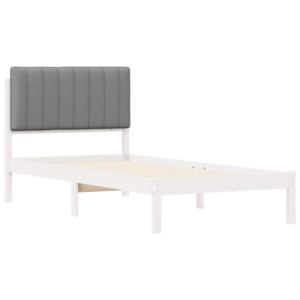 vidaXL Bed Frame with Upholstered Headboard Light Grey 90 x 190 cm