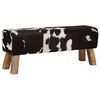 vidaXL Bench 110 x 30 x 45 cm Real Leather Black and White