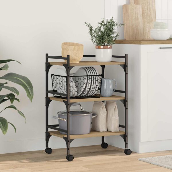 vidaXL Kitchen Trolley Artisan Oak 50 x 35 x 75.5 cm Engineered Wood