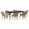 vidaXL Garden Dining Set with Cushion 7 pcs Beige Poly Rattan