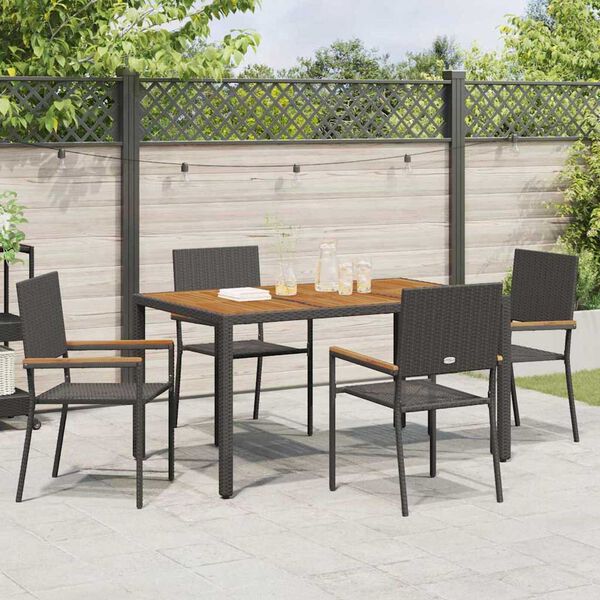 vidaXL Garden Stacking Chairs 4 pcs Black and Brown